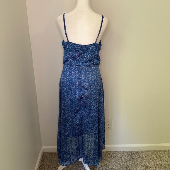 Lulu's Dreams of Love royal blue & red floral sleeveless midi dress size M - Picture 5 of 14